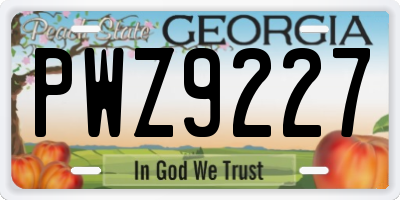 GA license plate PWZ9227