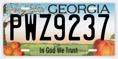 GA license plate PWZ9237