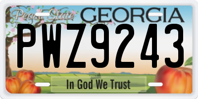 GA license plate PWZ9243
