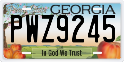 GA license plate PWZ9245