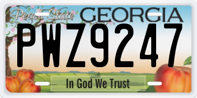 GA license plate PWZ9247