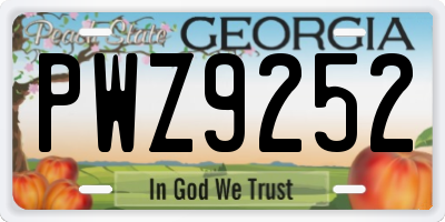 GA license plate PWZ9252