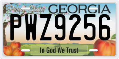 GA license plate PWZ9256