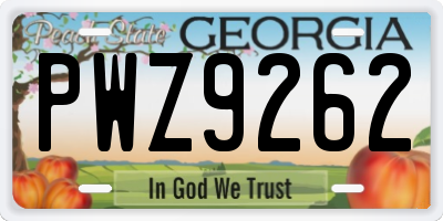 GA license plate PWZ9262