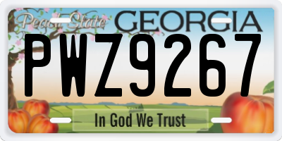 GA license plate PWZ9267