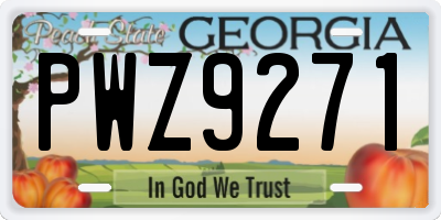 GA license plate PWZ9271