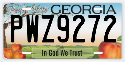 GA license plate PWZ9272