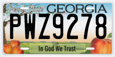 GA license plate PWZ9278