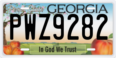 GA license plate PWZ9282
