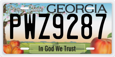 GA license plate PWZ9287
