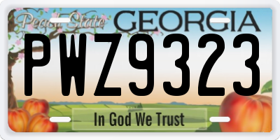 GA license plate PWZ9323