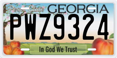 GA license plate PWZ9324