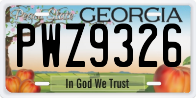 GA license plate PWZ9326