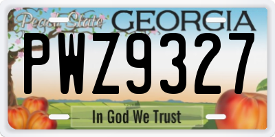 GA license plate PWZ9327
