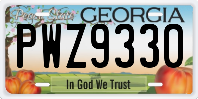 GA license plate PWZ9330