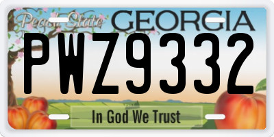 GA license plate PWZ9332