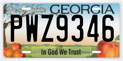 GA license plate PWZ9346