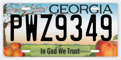 GA license plate PWZ9349