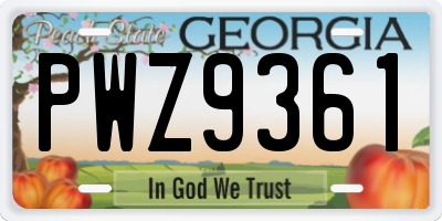 GA license plate PWZ9361