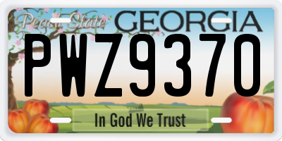 GA license plate PWZ9370