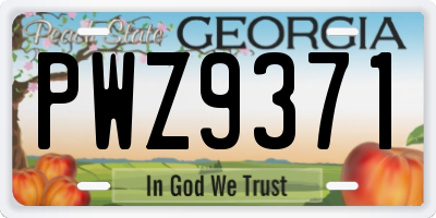 GA license plate PWZ9371