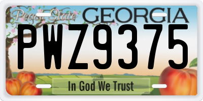 GA license plate PWZ9375