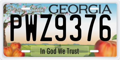 GA license plate PWZ9376