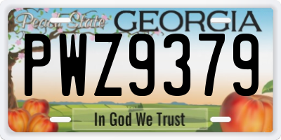 GA license plate PWZ9379
