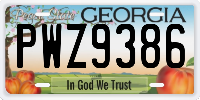 GA license plate PWZ9386