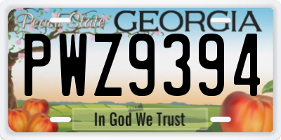 GA license plate PWZ9394