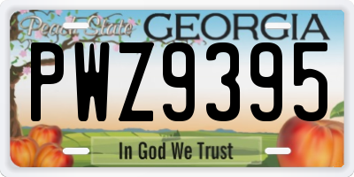 GA license plate PWZ9395