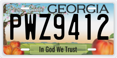 GA license plate PWZ9412