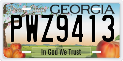 GA license plate PWZ9413