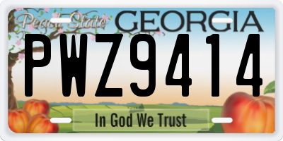 GA license plate PWZ9414