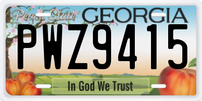 GA license plate PWZ9415
