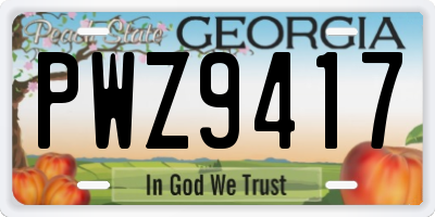 GA license plate PWZ9417