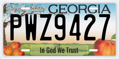GA license plate PWZ9427
