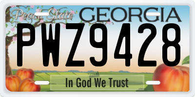 GA license plate PWZ9428