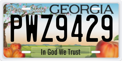 GA license plate PWZ9429