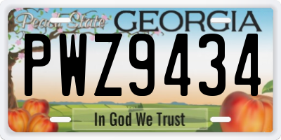 GA license plate PWZ9434