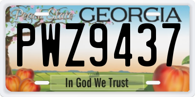 GA license plate PWZ9437