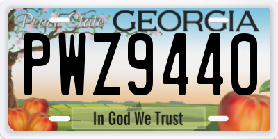 GA license plate PWZ9440