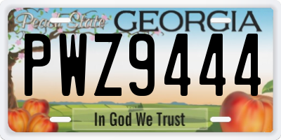 GA license plate PWZ9444