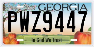 GA license plate PWZ9447