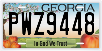 GA license plate PWZ9448