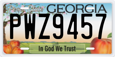 GA license plate PWZ9457