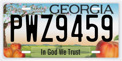 GA license plate PWZ9459