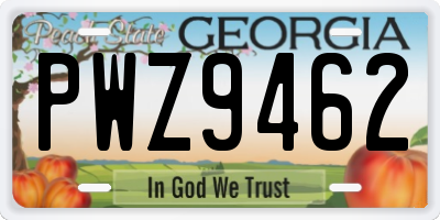 GA license plate PWZ9462
