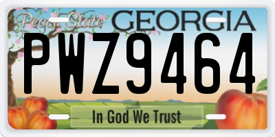 GA license plate PWZ9464