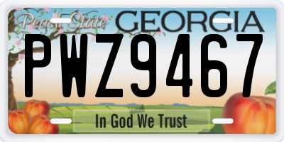 GA license plate PWZ9467